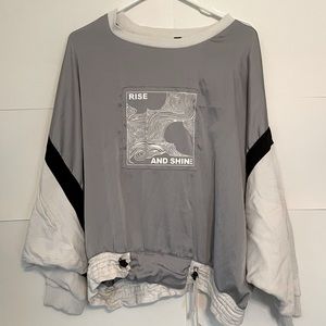 Free People Rise and Shine sweater in gray/black